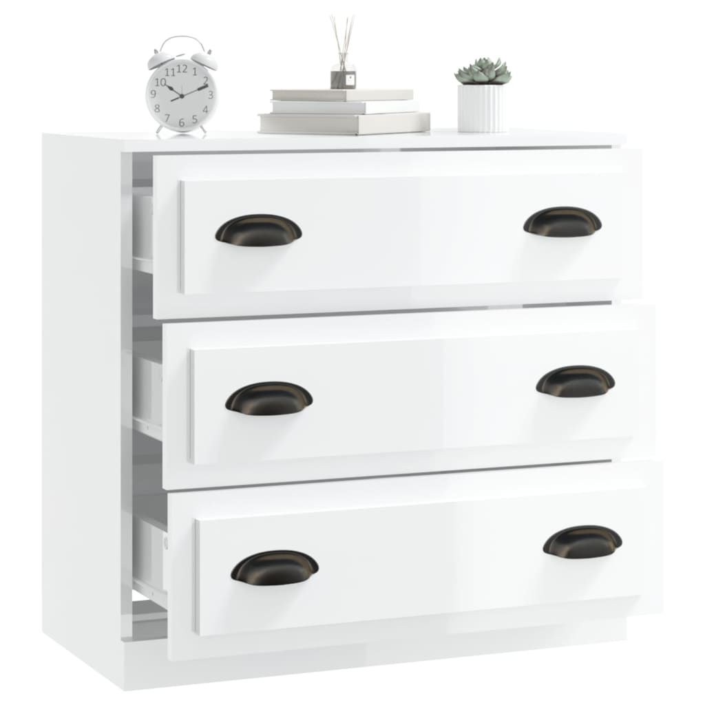 skænk 70x35,5x67,5 cm konstrueret træ hvid højglans