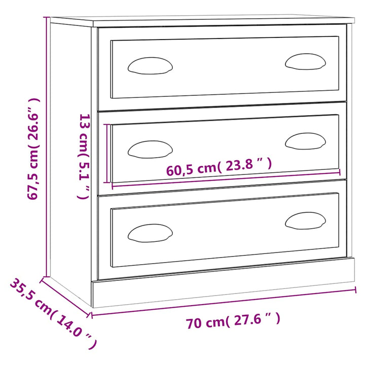 skænk 70x35,5x67,5 cm konstrueret træ hvid højglans