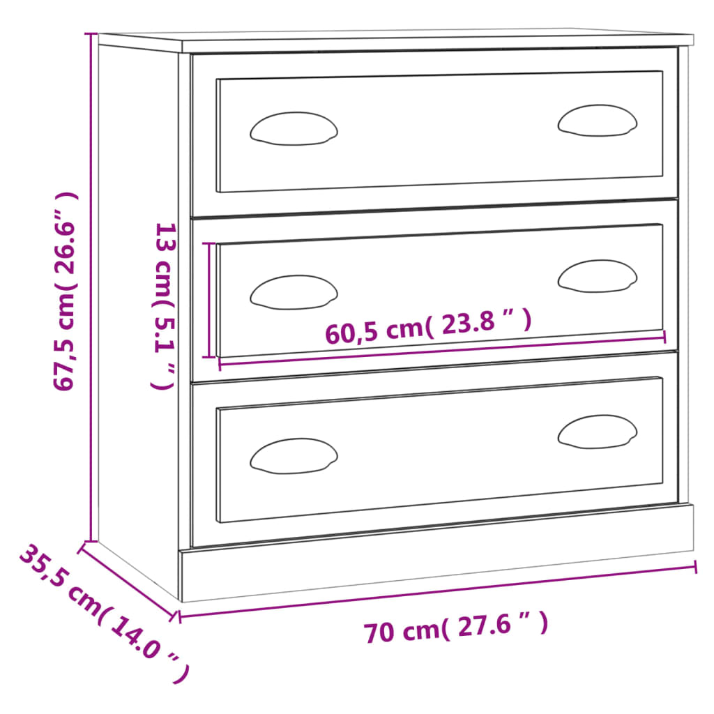 skænk 70x35,5x67,5 cm konstrueret træ sonoma-eg