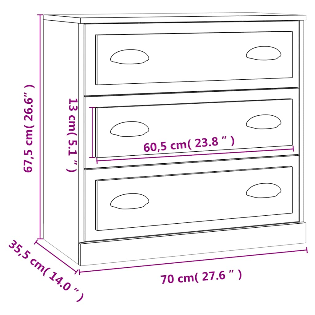 skænk 70x35,5x67,5 cm konstrueret træ betongrå