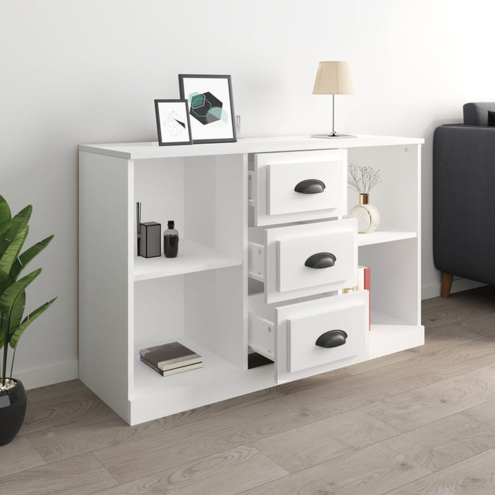 skænk 104,5x35,5x67,5 cm konstrueret træ hvid højglans