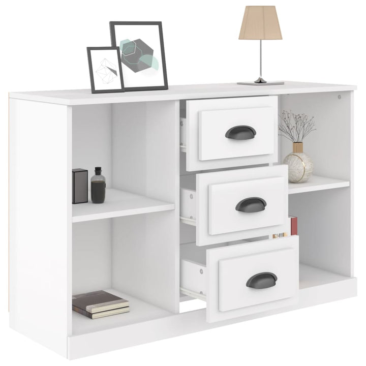 skænk 104,5x35,5x67,5 cm konstrueret træ hvid højglans