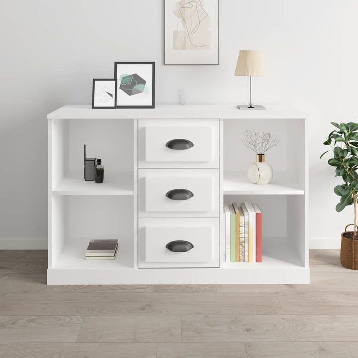 skænk 104,5x35,5x67,5 cm konstrueret træ hvid højglans
