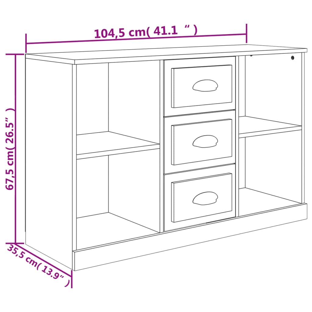 skænk 104,5x35,5x67,5 cm konstrueret træ betongrå