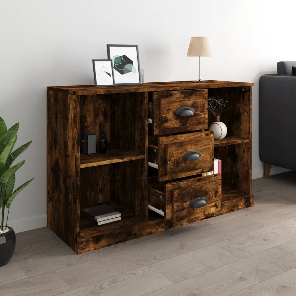 skænk 104,5x35,5x67,5 cm konstrueret træ røget egetræsfarve
