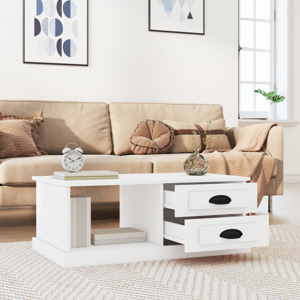 sofabord 90x50x35 cm konstrueret træ hvid