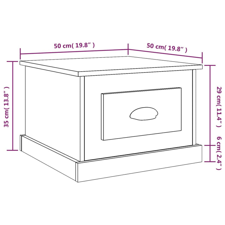 sofabord 50x50x35 cm konstrueret træ sonoma-eg
