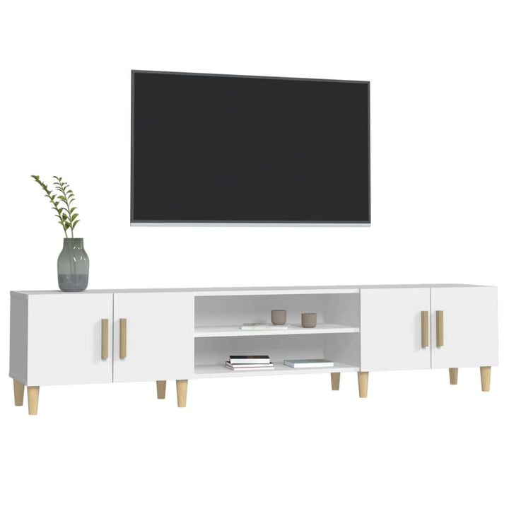 TV-skab hvid 180x31,5x40 cm konstrueret træ