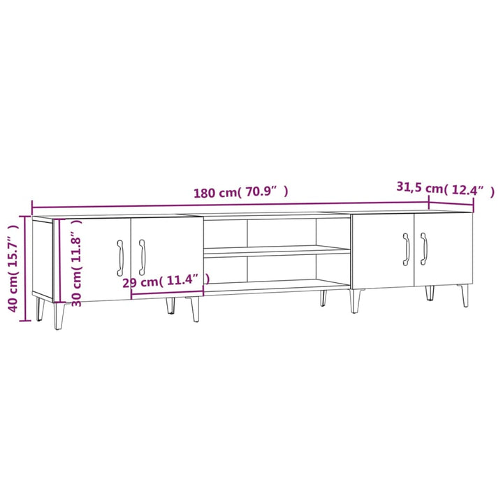 TV-skab Sonoma eg 180x31,5x40 cm konstrueret træ