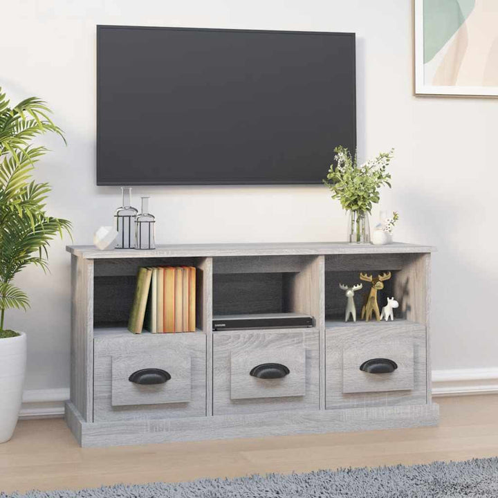 tv-bord 100x35x50 cm konstrueret træ grå sonoma-eg