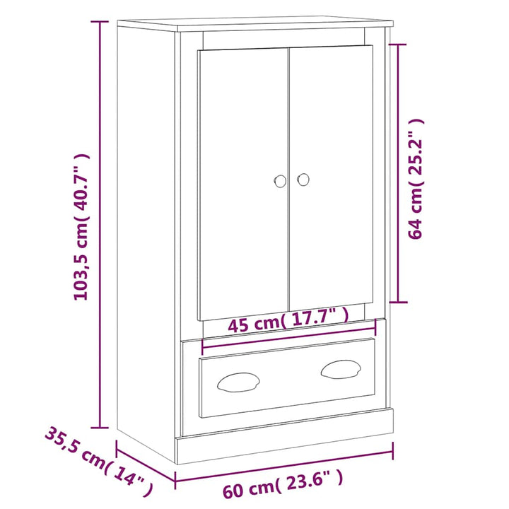 skænk 60x35,5x103,5 cm konstrueret træ hvid