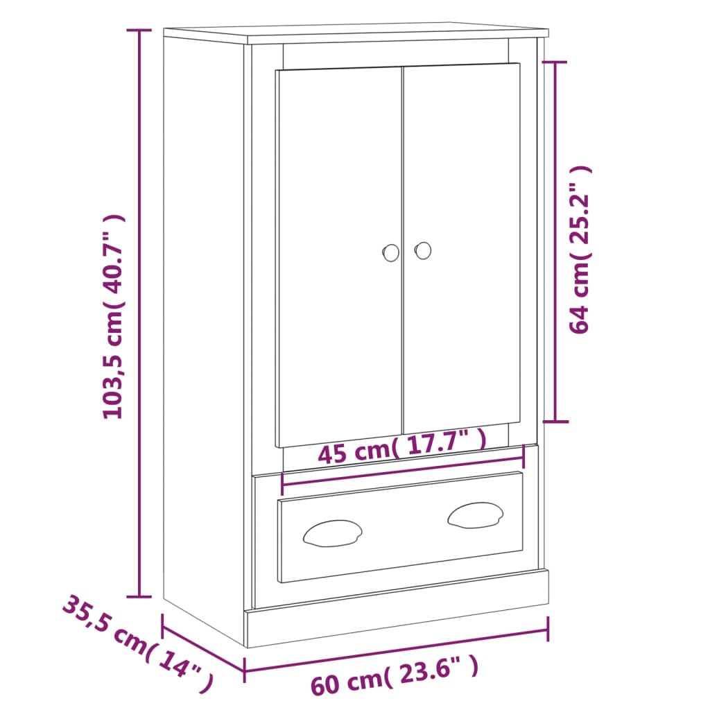 skænk 60x35,5x103,5 cm konstrueret træ betongrå