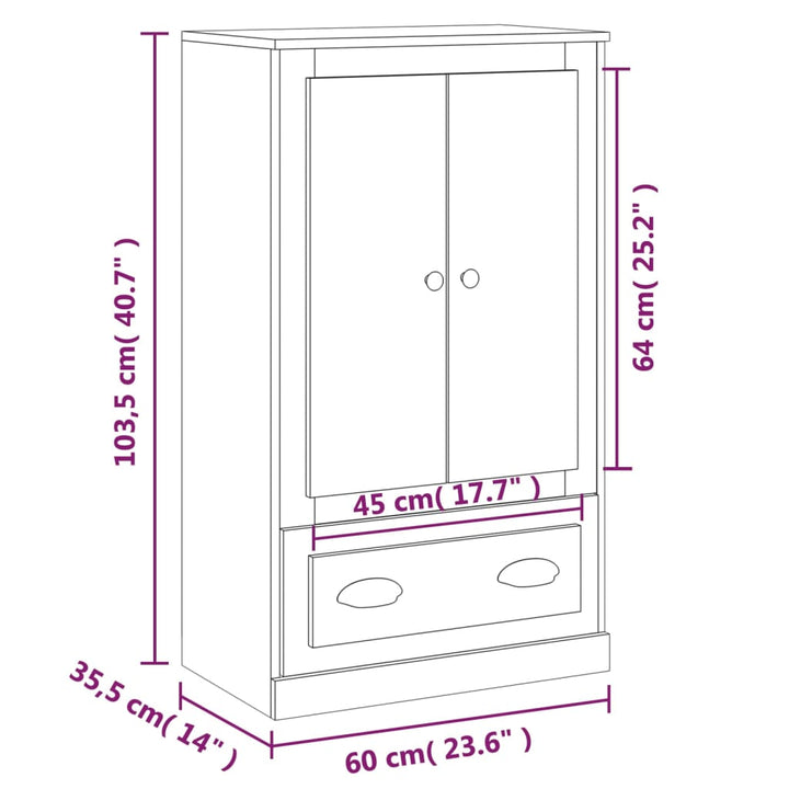 skænk 60x35,5x103,5 cm konstrueret træ betongrå