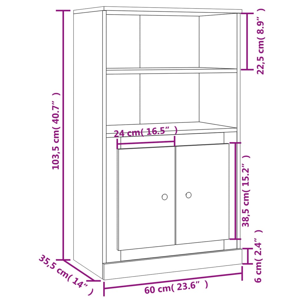 skænk 60x35,5x103,5 cm konstrueret træ betongrå