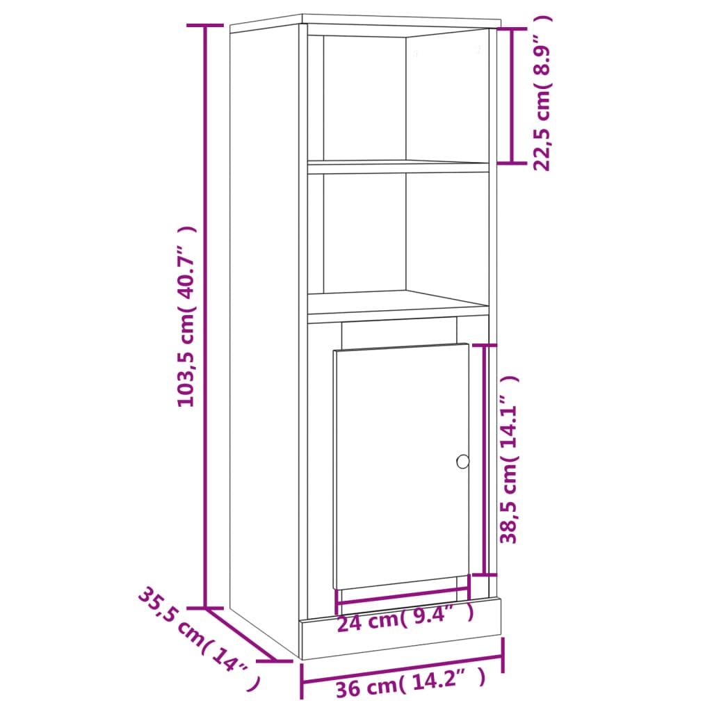 skab 36x35,5x103,5 cm konstrueret træ røget egetræsfarve