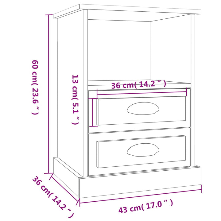 sengebord 43x36x60 cm hvid