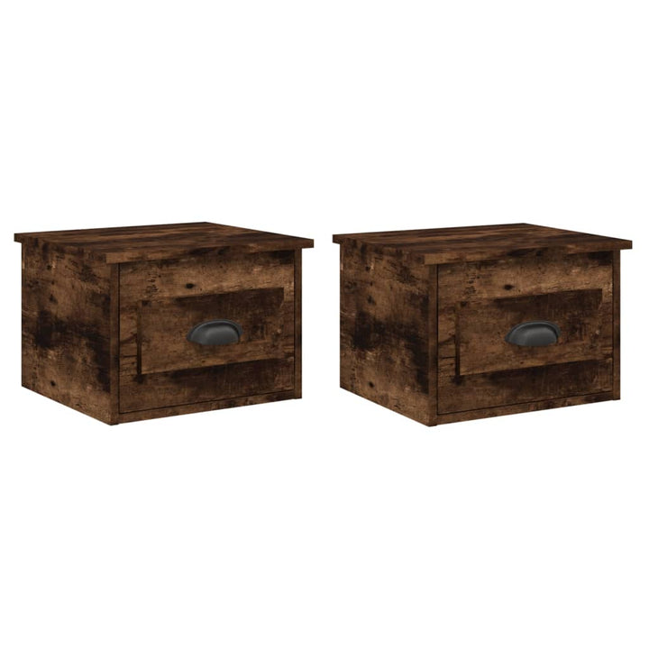 væghængte sengeborde 2 stk. 41,5x36x28 cm røget egetræsfarve