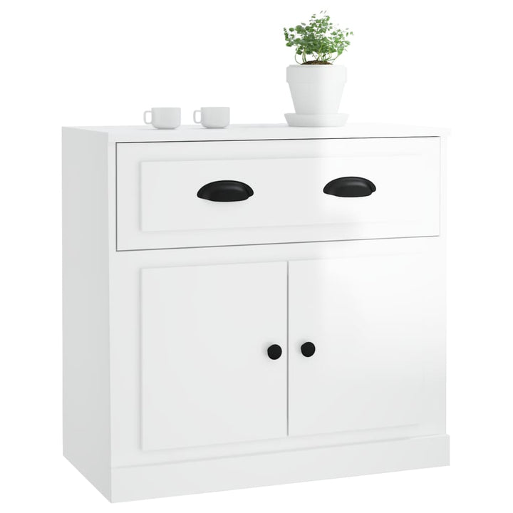 skænk 70x35,5x67,5 cm konstrueret træ hvid højglans