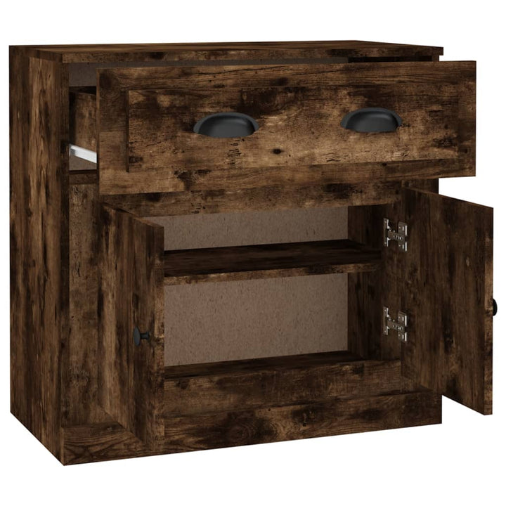 skænk 70x35,5x67,5 cm konstrueret træ røget egetræsfarve