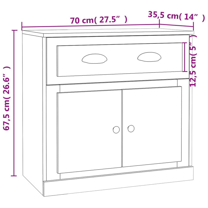 skænk 70x35,5x67,5 cm konstrueret træ grå sonoma-eg