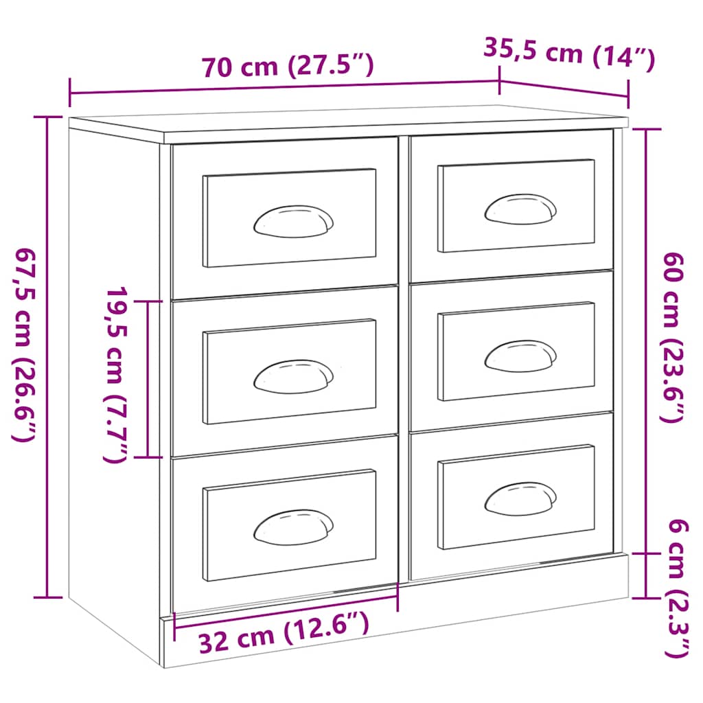 skænk 70x35,5x67,5 cm konstrueret træ betongrå