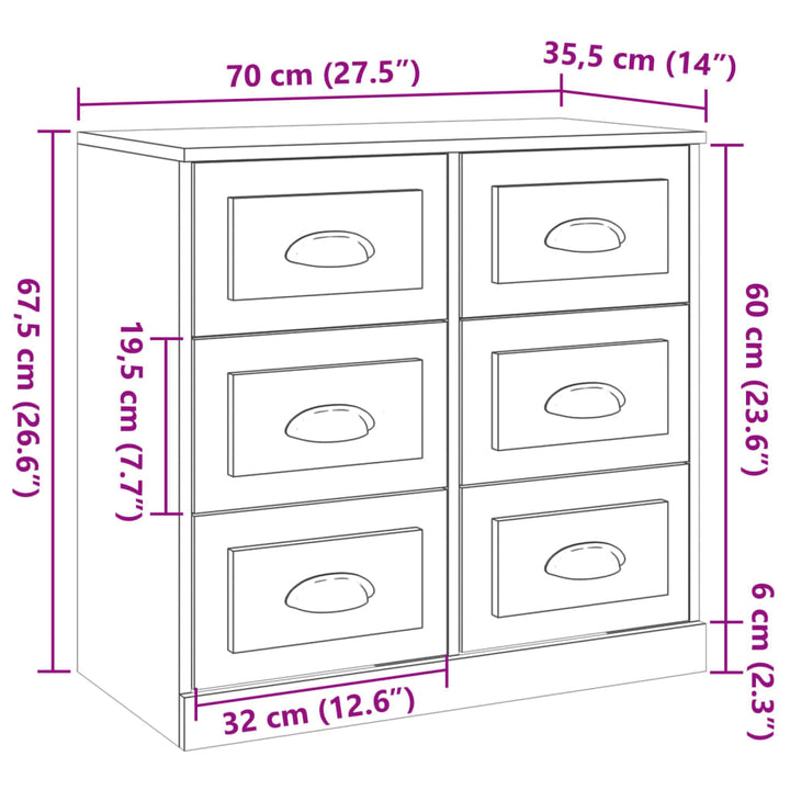skænk 70x35,5x67,5 cm konstrueret træ grå sonoma-eg