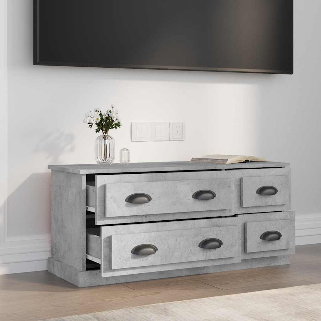 tv-bord 100x35,5x45 cm konstrueret træ betongrå