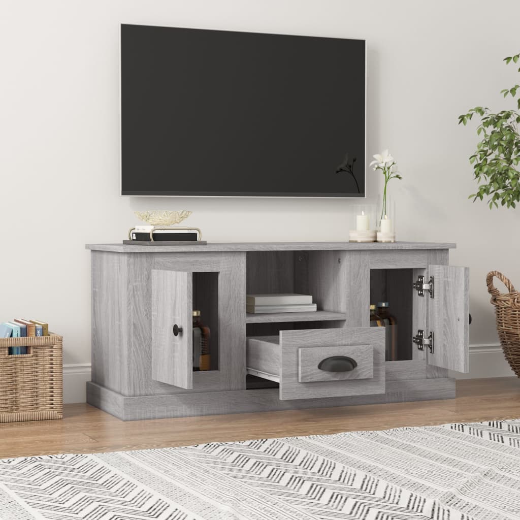 tv-bord 100x35,5x45 cm konstrueret træ grå sonoma-eg
