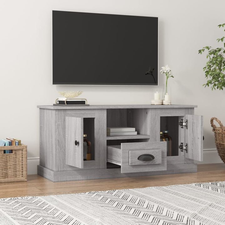tv-bord 100x35,5x45 cm konstrueret træ grå sonoma-eg