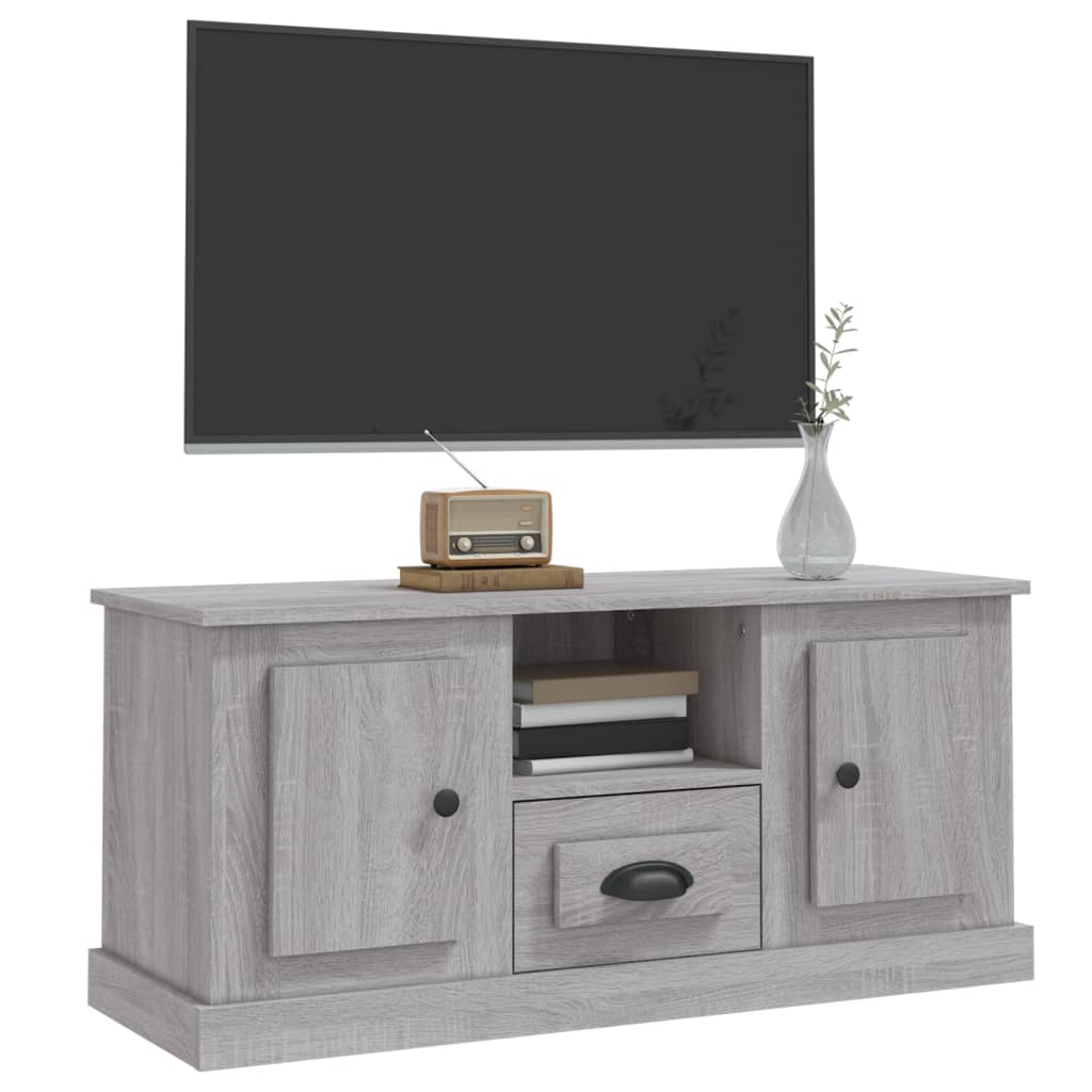 tv-bord 100x35,5x45 cm konstrueret træ grå sonoma-eg