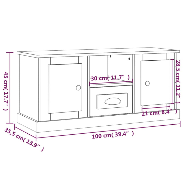 tv-bord 100x35,5x45 cm konstrueret træ grå sonoma-eg