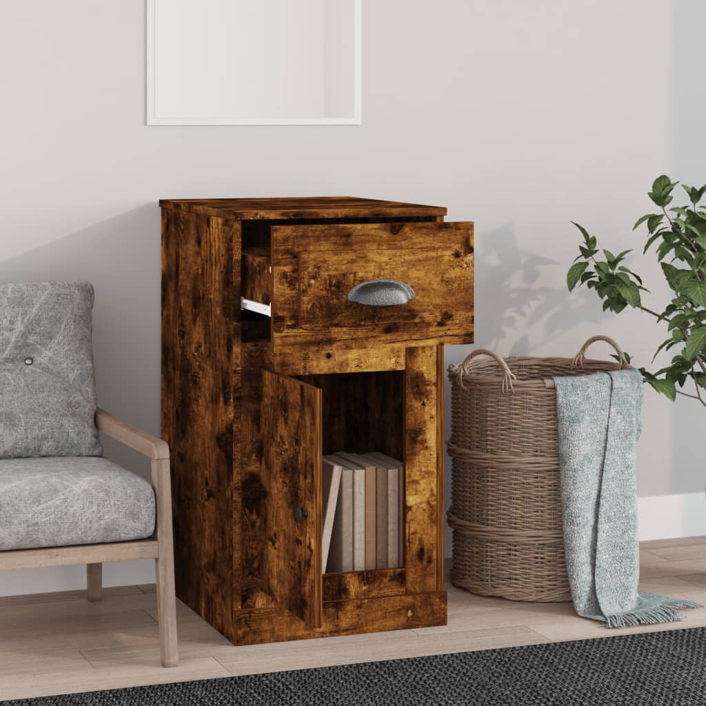 skuffeskab 40x50x75 cm konstrueret træ røget egetræsfarve