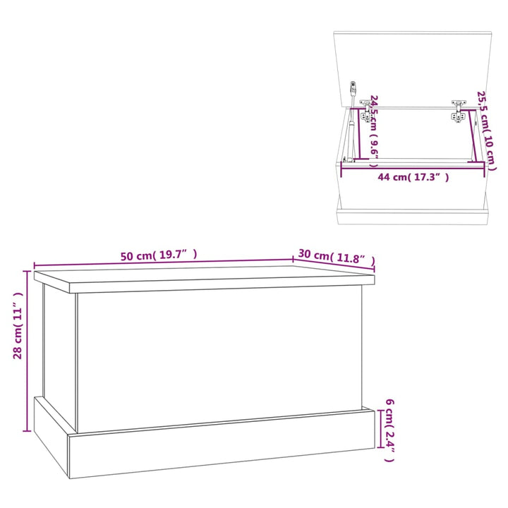 opbevaringskasse 50x30x28 cm konstrueret træ betongrå