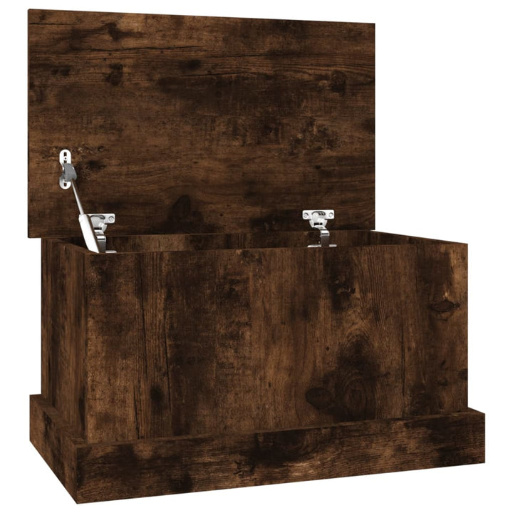opbevaringskasse 50x30x28 cm konstrueret træ røget egetræsfarve