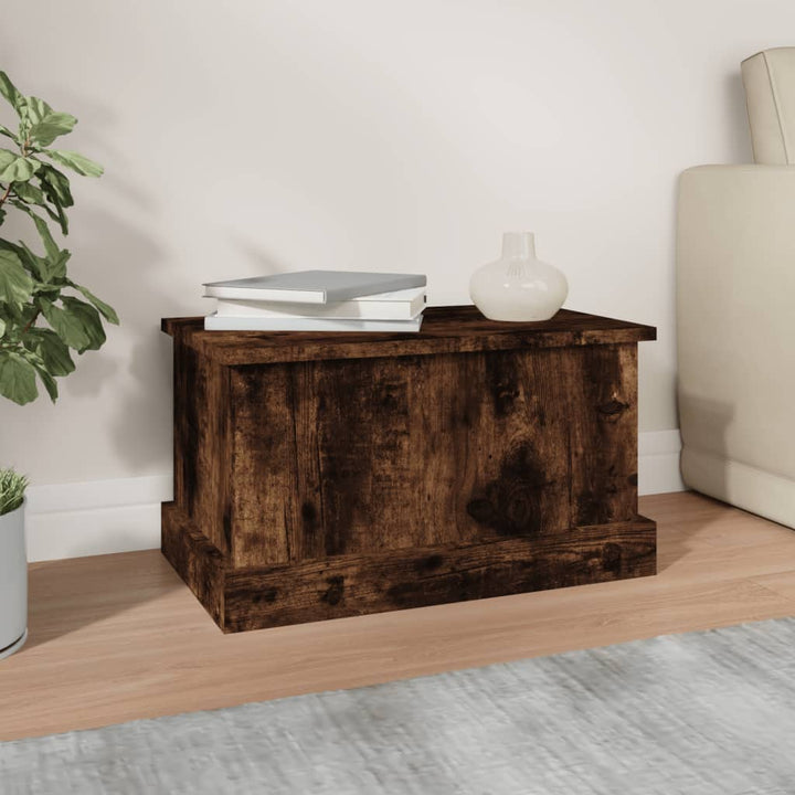opbevaringskasse 50x30x28 cm konstrueret træ røget egetræsfarve