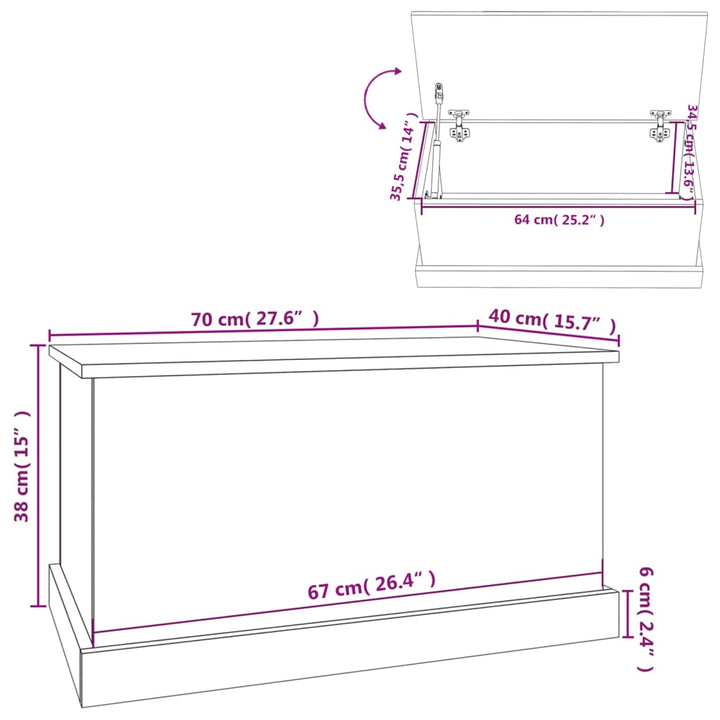opbevaringskasse hvid 70x40x38 cm konstrueret træ