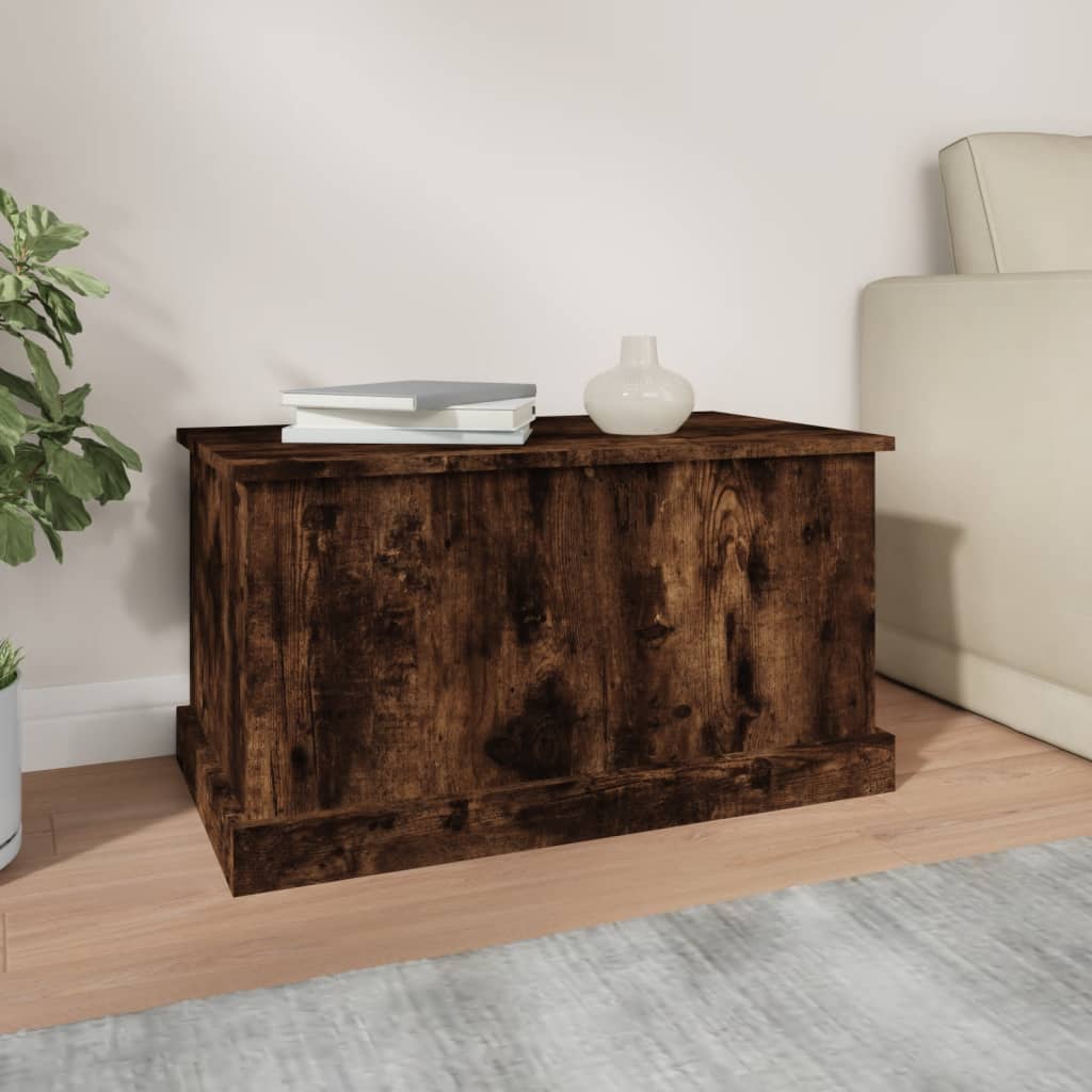 opbevaringskasse 70x40x38 cm konstrueret træ røget egetræsfarve