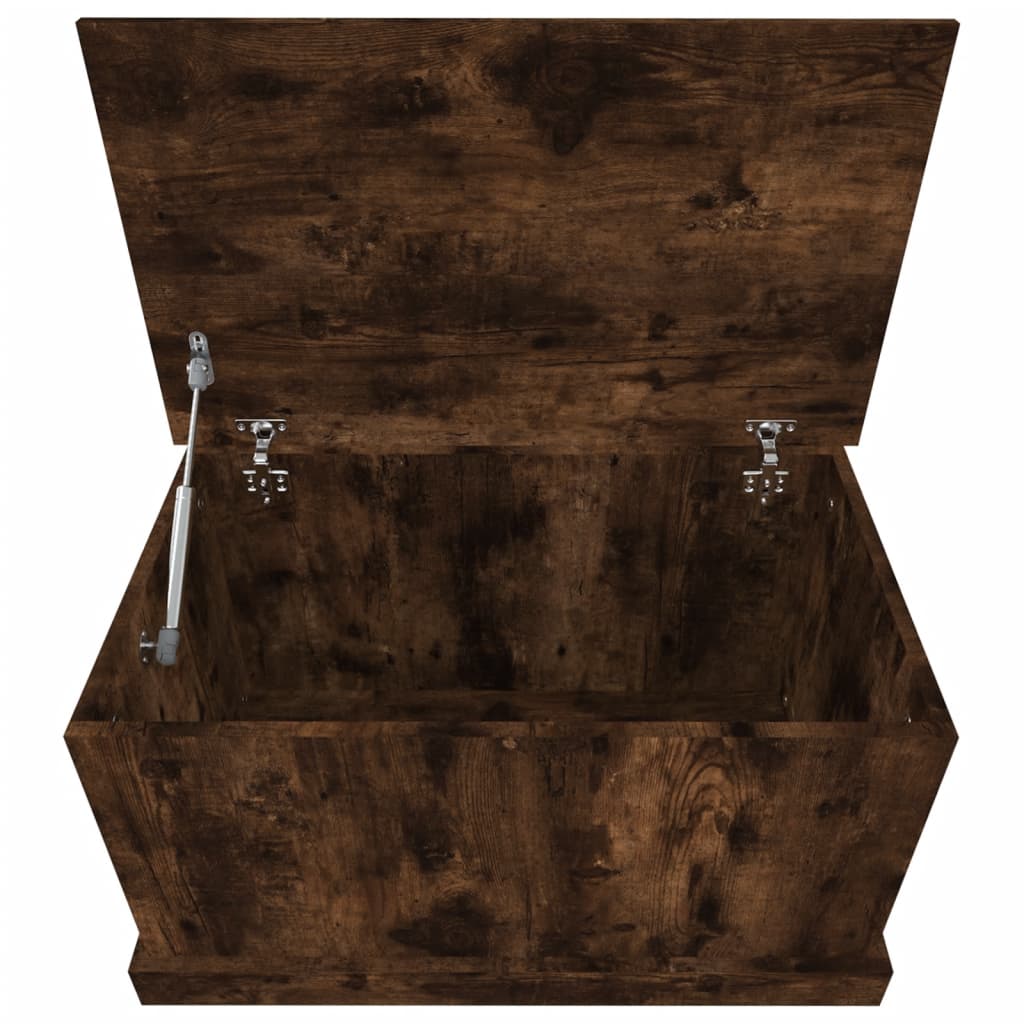 opbevaringskasse 70x40x38 cm konstrueret træ røget egetræsfarve