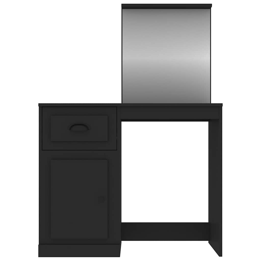 makeupbord med spejl 90x50x132,5 cm konstrueret træ sort
