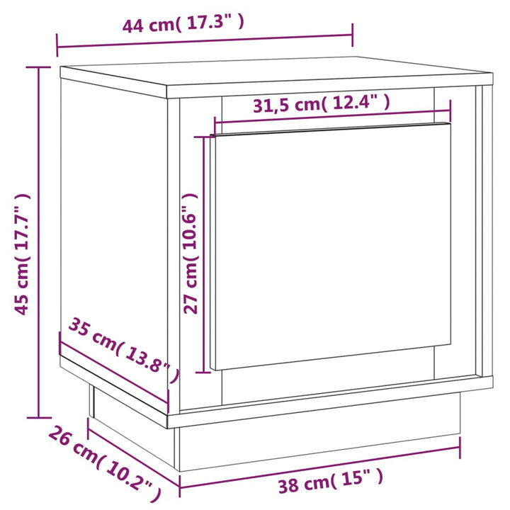 sengebord 44x35x45 cm konstrueret træ betongrå
