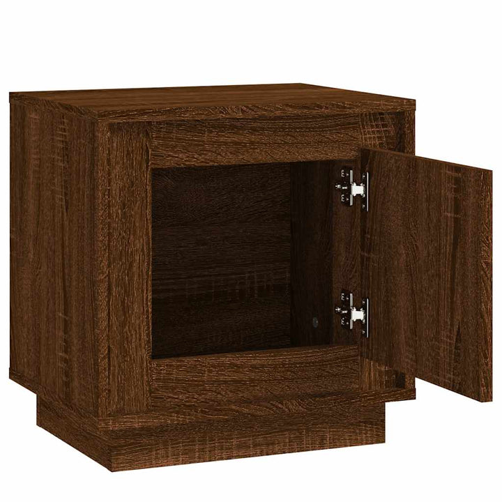 sengeborde 2 stk. 44x35x45 cm konstrueret træ brun egetræsfarve