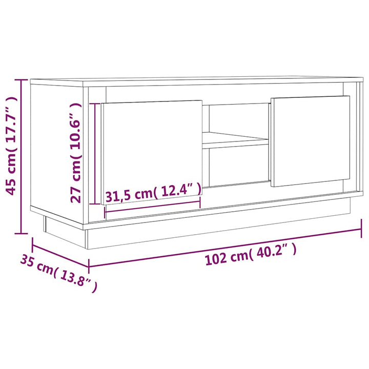 tv-bord 102x35x45 cm konstrueret træ hvid