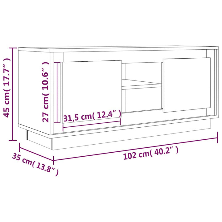 tv-bord 102x35x45 cm konstrueret træ hvid
