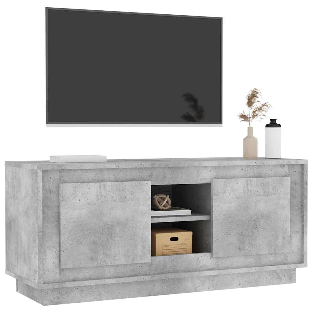 tv-bord 102x35x45 cm konstrueret træ betongrå