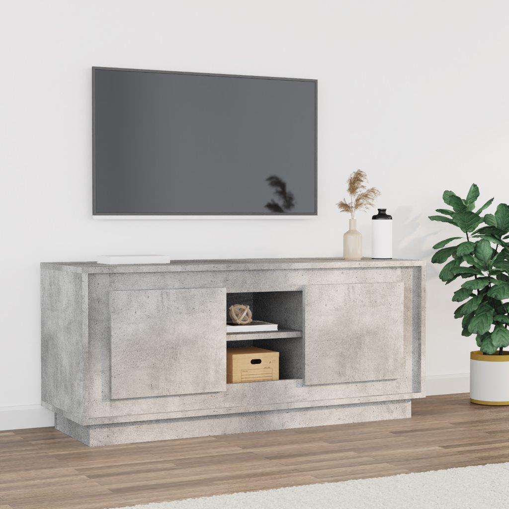 tv-bord 102x35x45 cm konstrueret træ betongrå