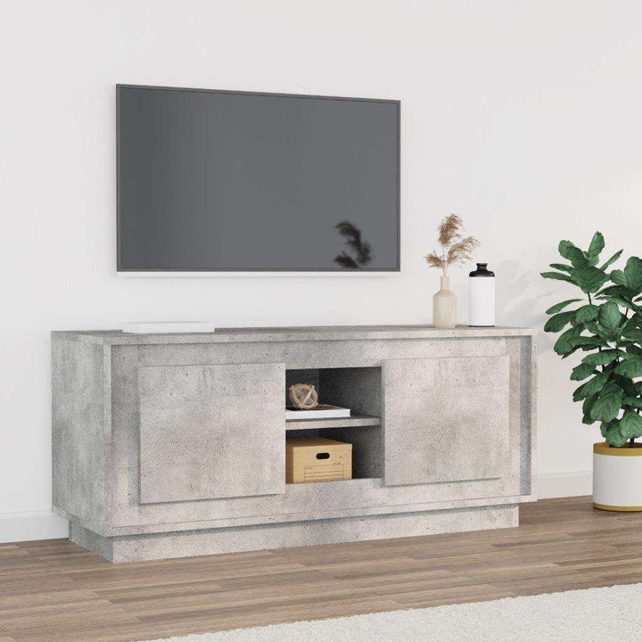 tv-bord 102x35x45 cm konstrueret træ betongrå