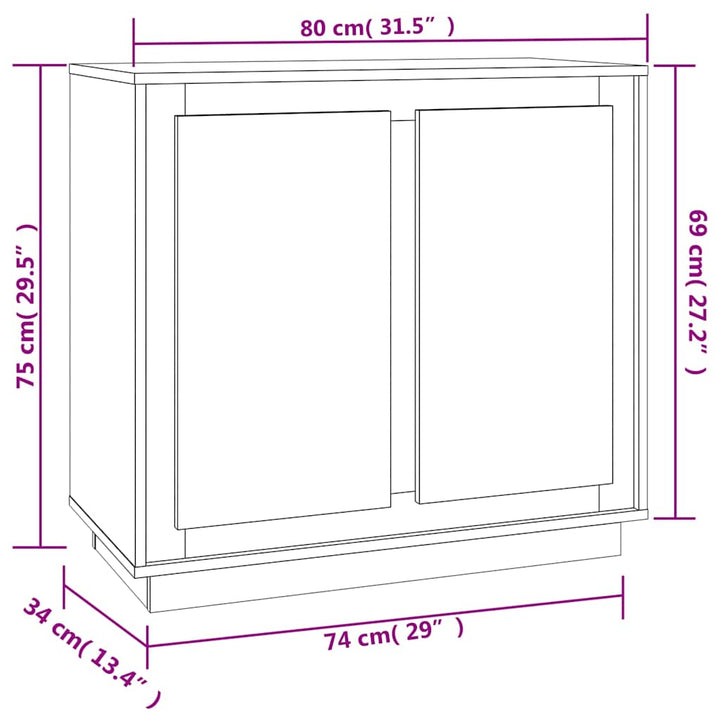 skænk 80x34x75 cm konstrueret træ hvid