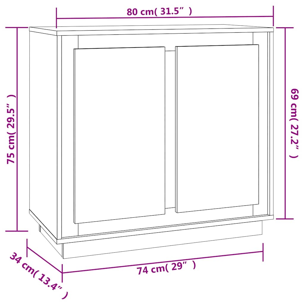 skænk 80x34x75 cm konstrueret træ sonoma-eg