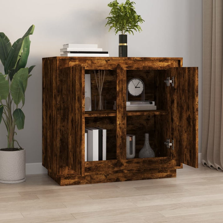 skænk 80x34x75 cm konstrueret træ røget egetræsfarve