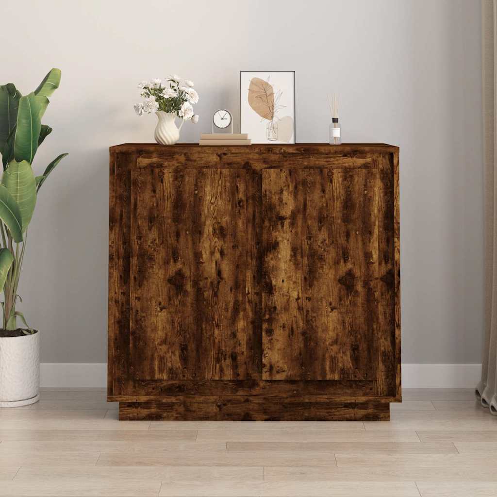 skænk 80x34x75 cm konstrueret træ røget egetræsfarve